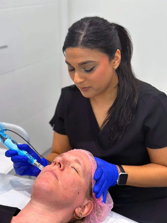 A client of Pretty Perfect by Sophie's receiving microdermabrasion